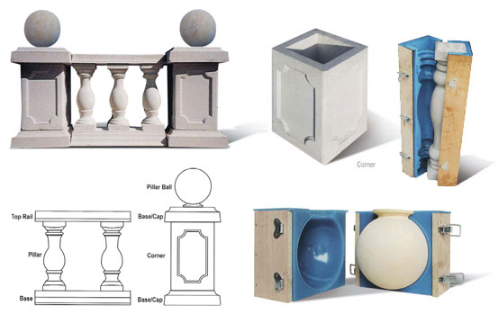 Balustrade Supports, Bottles, Rails & Corner Boxes